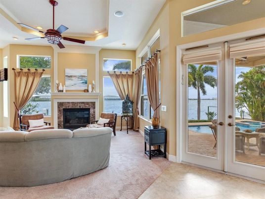 Fireplace, Interior, Living room, Recessed Lighting, Water
