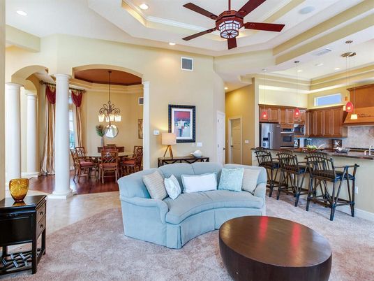 Dining room, Interior, Kitchen, Living room, Pendant Lights, Recessed Lighting, Stainless Steel Appliances, Wood Texture Flooring