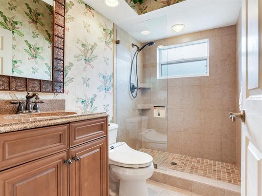 Bathroom, Glass Shower, Interior, Recessed Lighting