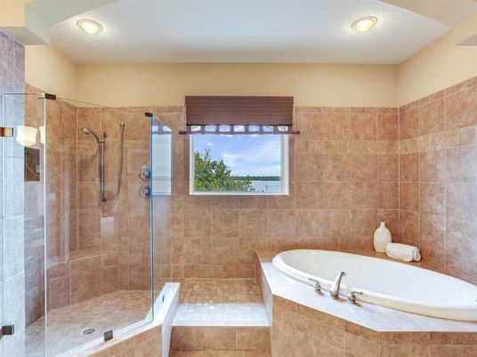 Bathroom, Glass Shower, Interior, Recessed Lighting