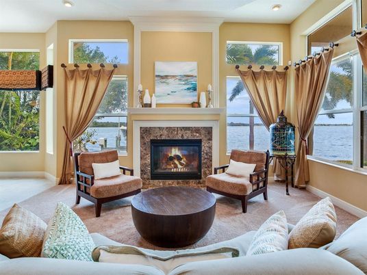 Fireplace, Interior, Living room, Recessed Lighting, Water