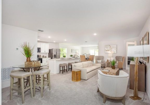 Dining room, Interior, Kitchen, Living room, Recessed Lighting, Stainless Steel Appliances