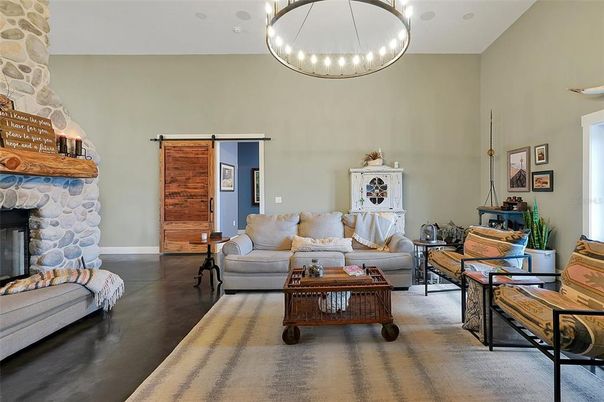 Fireplace, Interior, Living room, Pendant Lights