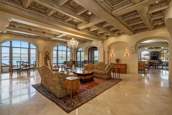 Chandelier, Dining room, Interior, Living room, Recessed Lighting, Wooden Beams