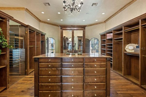 Chandelier, Interior, Recessed Lighting, Walk-in Closets, Wood Texture Flooring