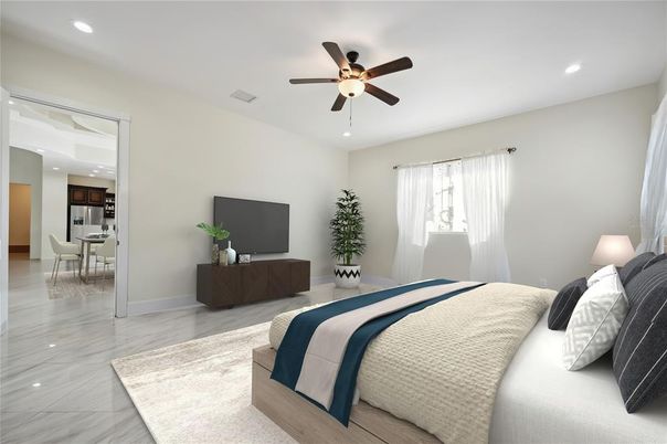 Bedroom, Dining room, Interior, Marble, Recessed Lighting