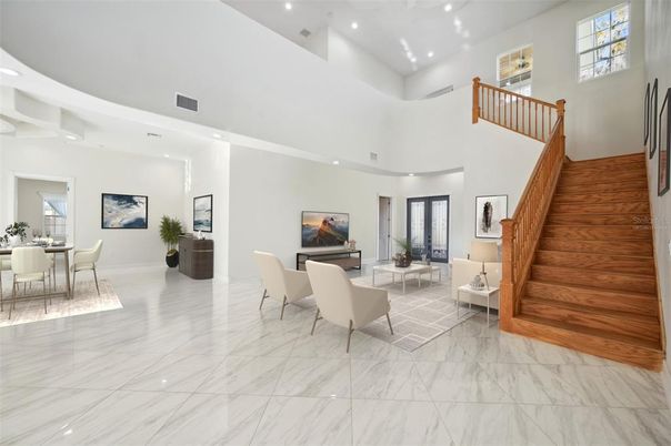 Dining room, Interior, Living room, Marble, Recessed Lighting
