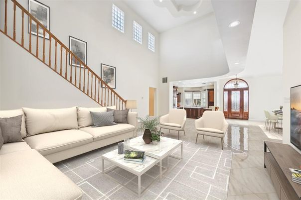 Interior, Living room, Marble, Recessed Lighting