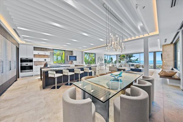 Dining room, Interior, Kitchen, Living room, Pendant Lights, Recessed Lighting, Stainless Steel Appliances, Water