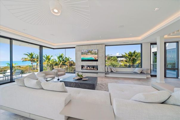 Fireplace, Interior, Living room, Recessed Lighting, Water