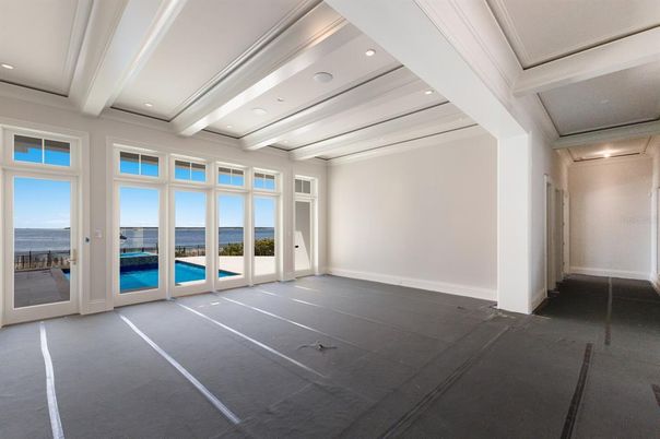 Empty room, Interior, Recessed Lighting, Water