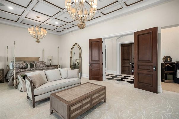 Bedroom, Chandelier, Interior, Recessed Lighting