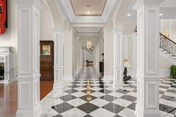Chandelier, Interior, Marble, Recessed Lighting