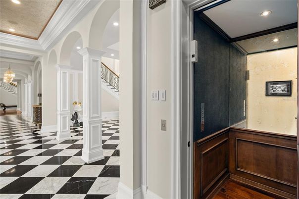 Chandelier, Interior, Marble, Recessed Lighting