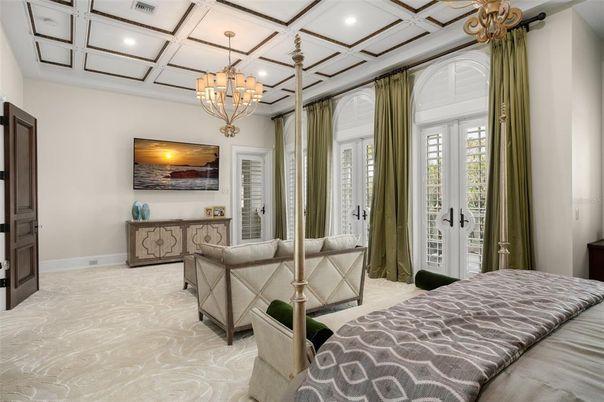 Bedroom, Chandelier, Interior, Recessed Lighting