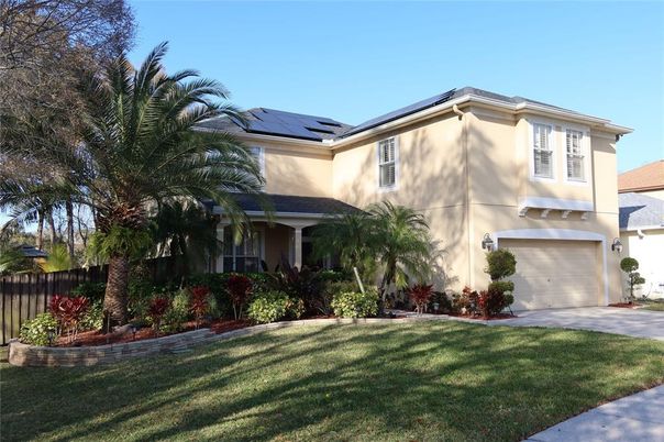 Attached, Backyard, Exterior, Facade, Solar Panels, Mediterranean
