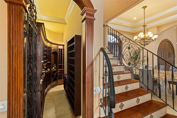Chandelier, Interior, Recessed Lighting, Wine Storage