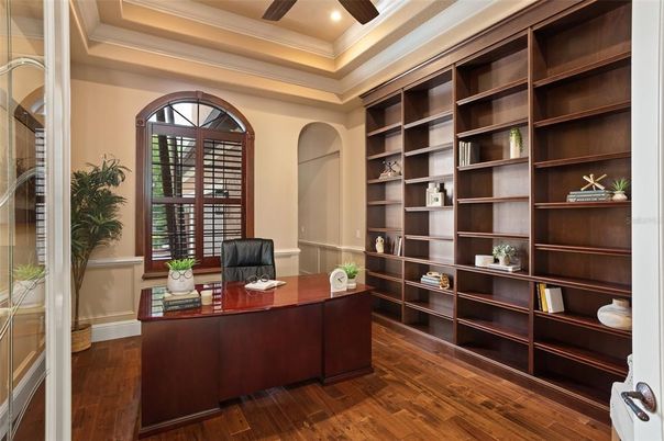 Home Office, Interior, Recessed Lighting, Wood Texture Flooring