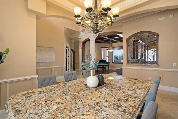 Chandelier, Dining room, Interior, Piano