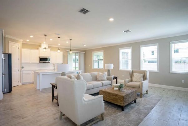 Interior, Kitchen, Living room, Pendant Lights, Recessed Lighting, Stainless Steel Appliances, Wood Texture Flooring