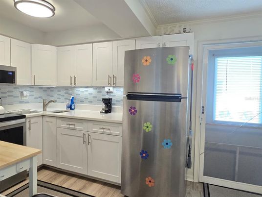 Interior, Kitchen, Stainless Steel Appliances, Wood Texture Flooring