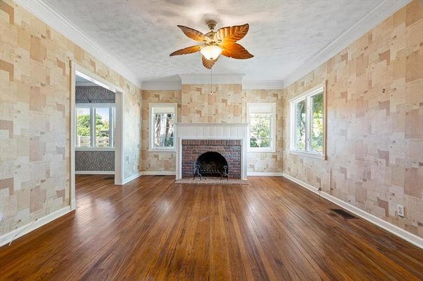 Empty room, Fireplace, Interior, Wood Texture Flooring