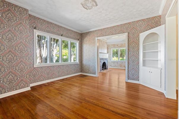 Empty room, Fireplace, Interior, Wood Texture Flooring