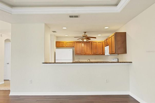 Interior, Kitchen, Recessed Lighting, Wood Texture Flooring