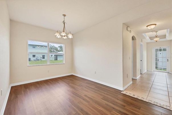 Empty room, Interior, Pendant Lights, Wood Texture Flooring