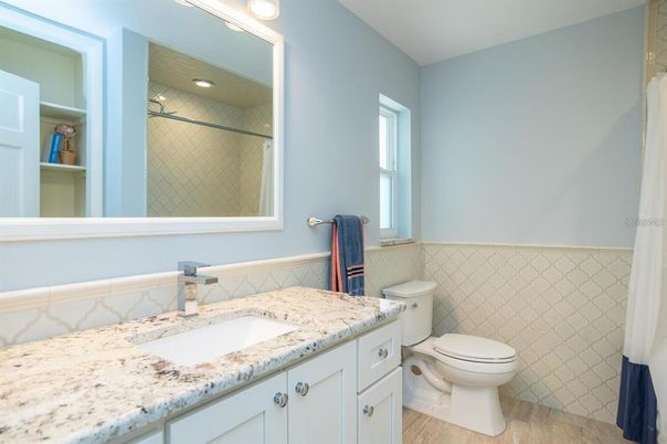 Bathroom, Interior, Recessed Lighting, Wood Texture Flooring