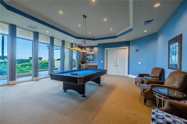 Billiard Table, Game Room, Interior, Pendant Lights, Recessed Lighting
