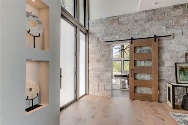Interior, Stone Walls, Wood Texture Flooring
