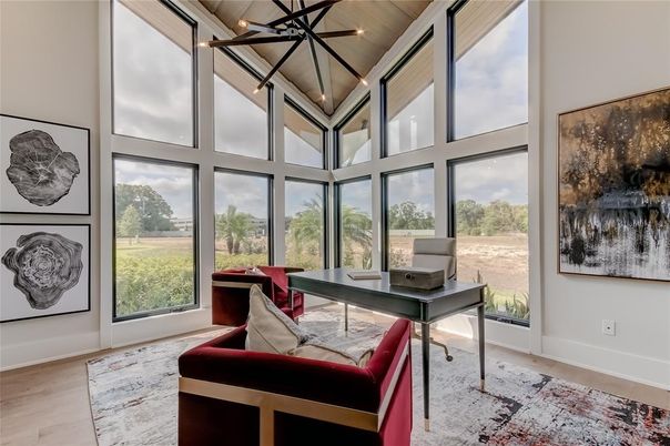 Home Office, Interior, Sun Room, Wood Texture Flooring