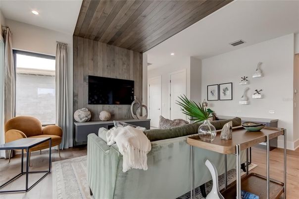 Interior, Living room, Recessed Lighting, Wooden Ceilings, Wood Texture Flooring, Wooden Walls