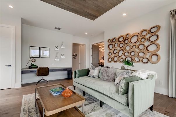Interior, Living room, Recessed Lighting, Wooden Ceilings, Wood Texture Flooring