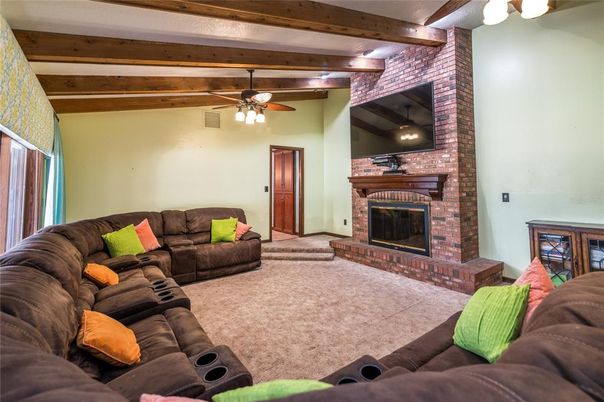 Fireplace, Interior, Living room, Stone Walls, Wooden Beams