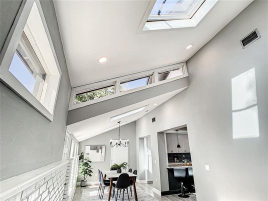 Dining room, Glass Ceilings, Interior, Pendant Lights, Recessed Lighting