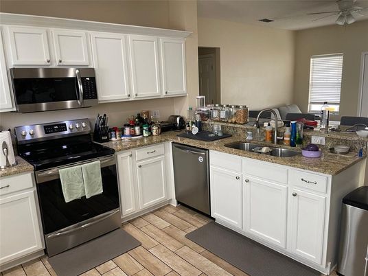 Interior, Kitchen, Stainless Steel Appliances, Wood Texture Flooring