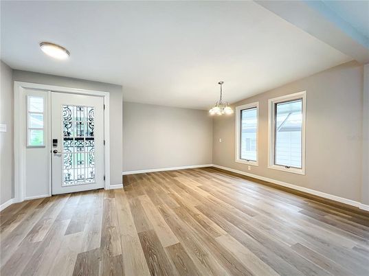 Chandelier, Empty room, Interior, Wood Texture Flooring