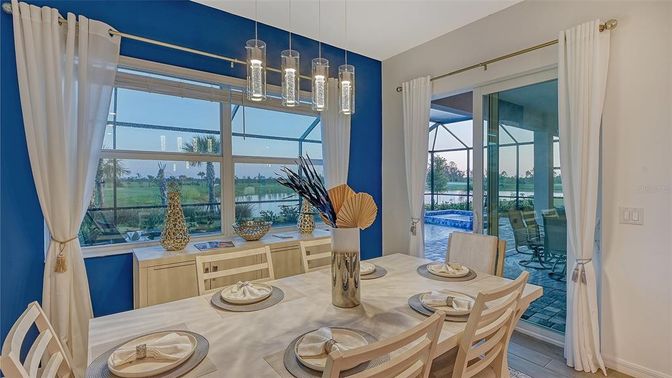 Dining room, Interior, Pendant Lights, Water