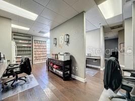 Home Office, Interior, Recessed Lighting, Wood Texture Flooring