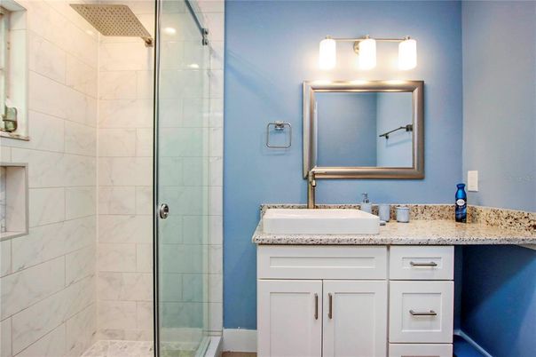 Bathroom, Glass Shower, Interior, Marble Walls