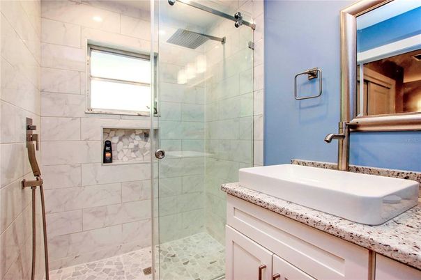 Bathroom, Glass Shower, Interior, Marble Walls
