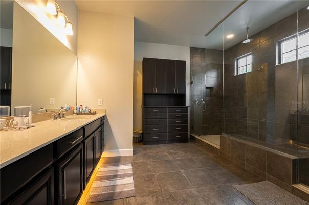 Bathroom, Glass Shower, Interior, Recessed Lighting
