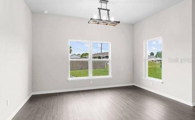 Empty room, Interior, Pendant Lights, Wood Texture Flooring