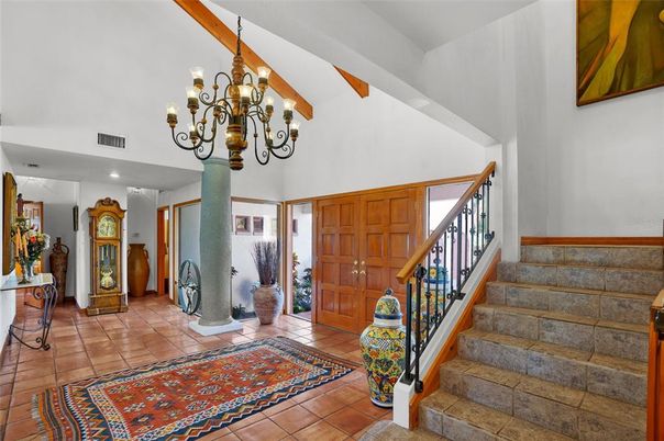 Chandelier, Interior, Recessed Lighting, Wooden Beams