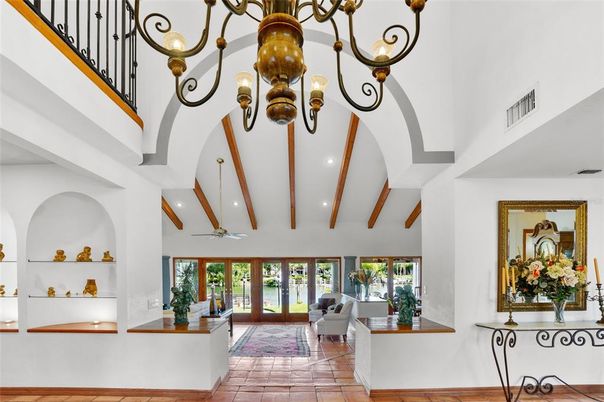 Chandelier, Interior, Recessed Lighting, Wooden Beams