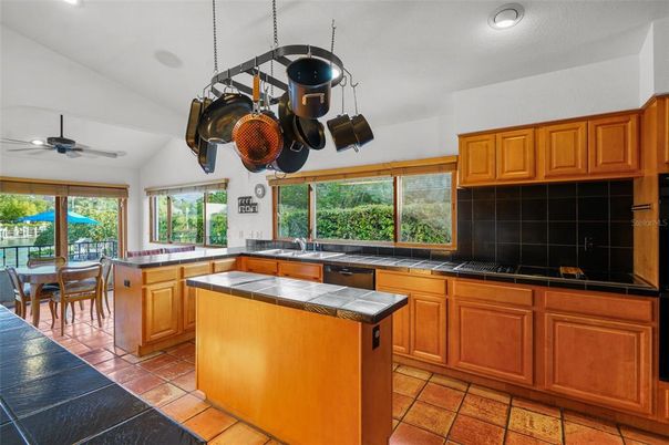 Dining room, Interior, Kitchen, Recessed Lighting, Tile Countertops