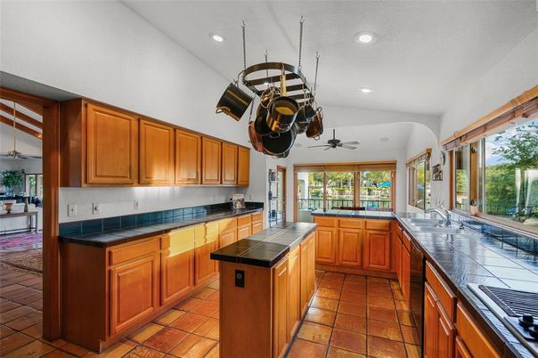 Interior, Kitchen, Recessed Lighting, Tile Countertops