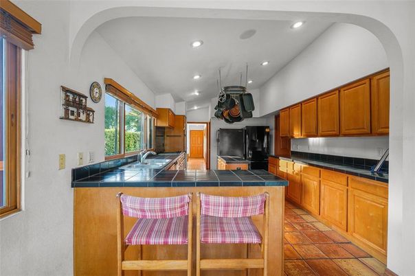 Interior, Kitchen, Recessed Lighting, Tile Countertops